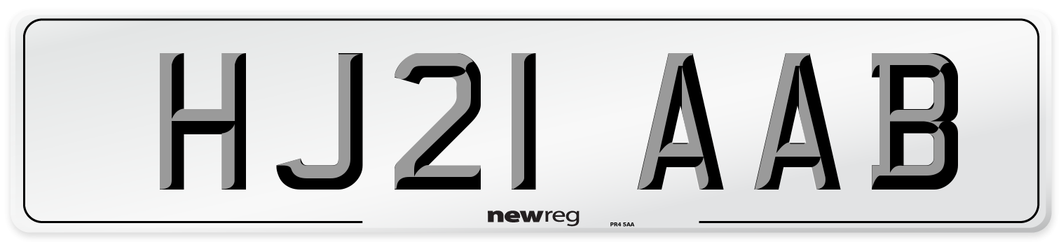 HJ21 AAB Number Plate from New Reg